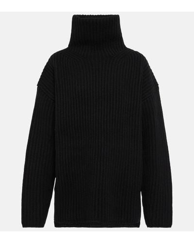 JOSEPH High-neck Ribbed-knit Wool Sweater - Black