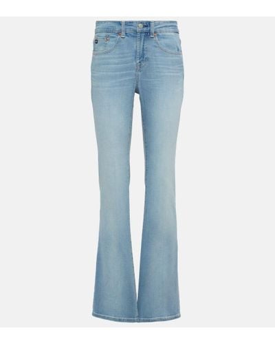 AG Jeans Embroidered Flared Jeans - Blue
