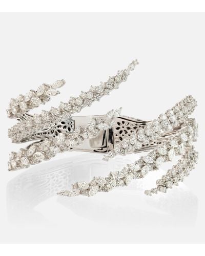 YEPREM 18kt White Gold Cuff Bracelet With Diamonds - Metallic