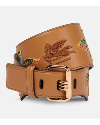 Etro Embroidered Leather Belt - Brown