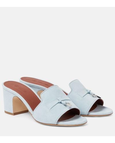 Loro Piana Summer Charms Suede Mules - Blue