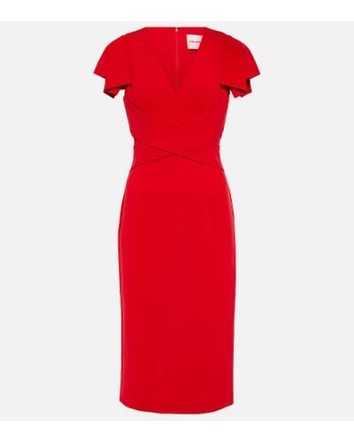 Roland Mouret V-neck Midi Dress - Red