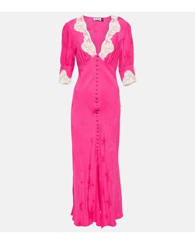 RIXO London Lace-trimmed Satin Maxi Dress - Pink