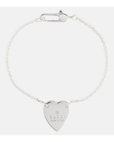 Gucci Bracelet chaîne à logo cœur - Blanc