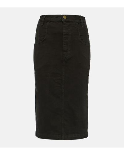 FRAME High-rise Denim Midi Skirt - Black