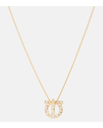 Ferragamo Gancini Crystal- Embellished Necklace - Metallic