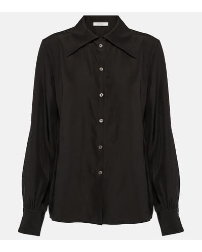 The Row Camisa Conan en crepe de china de seda - Negro