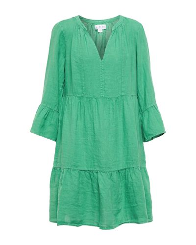 Velvet Aurora Linen Minidress - Green
