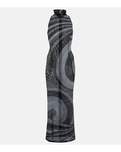 Emilio Pucci Grey Iride-print Maxi Dress