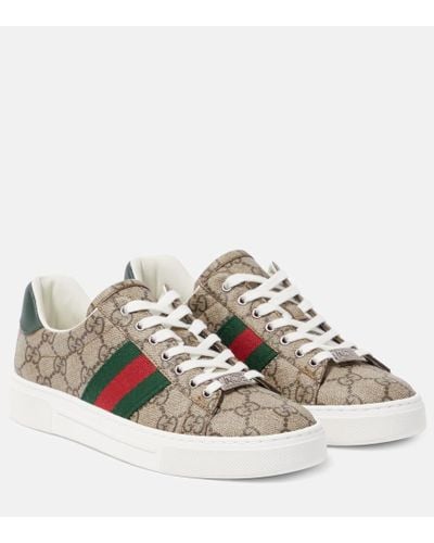 Gucci Ace Leather-trimmed GG Sneakers - Metallic