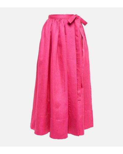 Asceno Coco Linen Maxi Skirt - Pink