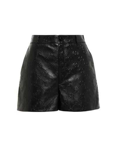 Gucci Shorts GG Supreme aus Leder - Schwarz