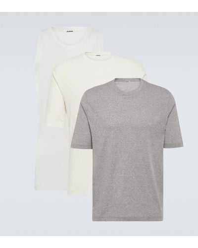 Jil Sander Set Of 3 Cotton Jersey Tops - Grey