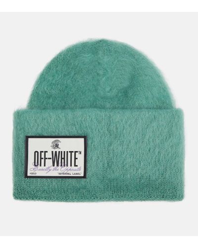 Off-White c/o Virgil Abloh Embroidered Mohair Wool-blend Beanie - Green