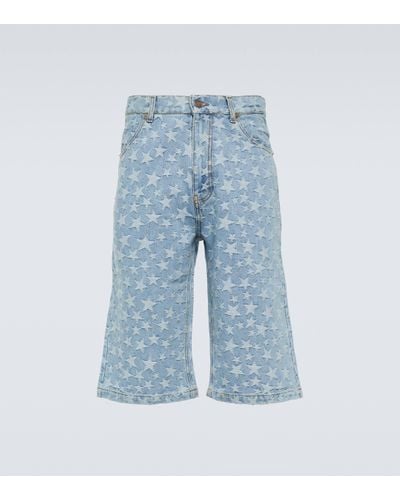 ERL Jacquard Cotton Denim Shorts - Blue