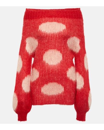 Marni Polka-dot Wool-blend Sweater - Red