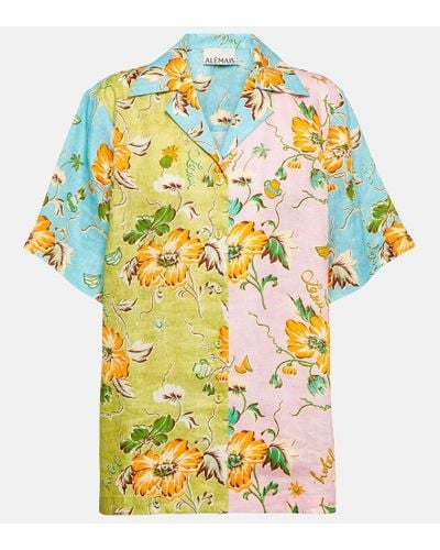 ALÉMAIS Camisa bowling de lino estampada - Multicolor