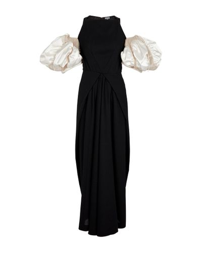 Loewe Vestido largo de crepe de lana - Negro