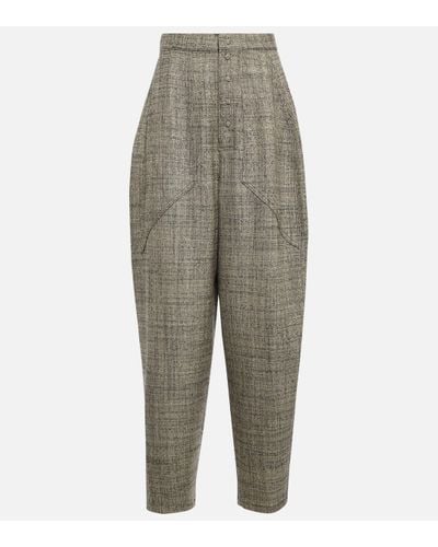 Stella McCartney Pantalon a taille haute en laine - Gris
