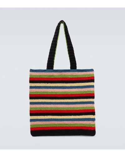 Bode Village Stripe Crochet Tote Bag - Black