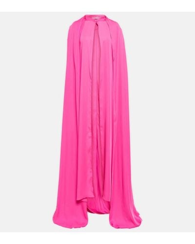 Safiyaa Draped Chiffon Cape Gown - Pink