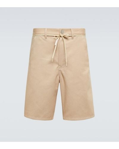 Marni Shorts in cotone con pelle - Neutro