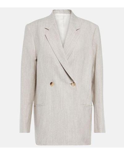Totême Melange Wool And Linen Blazer - Gray