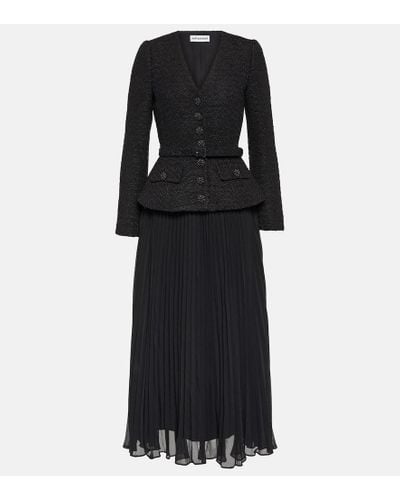 Self-Portrait Jacket Pleated Midi-dress - Black