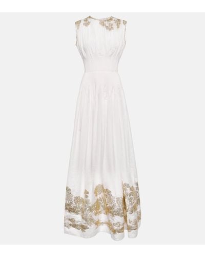 Costarellos Eliza Jacquard Embroidered Maxi Dress - White
