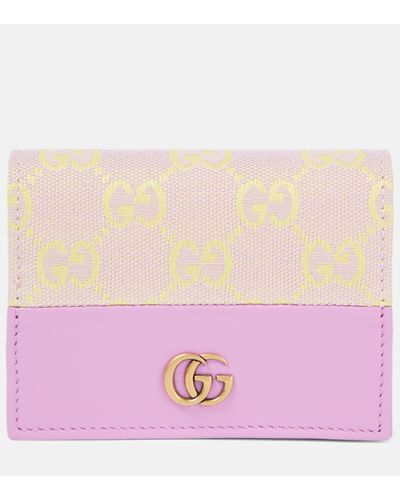 Gucci GG Leather-trimmed Canvas Card Holder - Purple