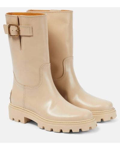 Tod's Buckle-detail Leather Boots - Natural