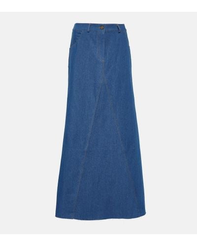 AYA MUSE Pilla Low-rise Denim Maxi Skirt - Blue