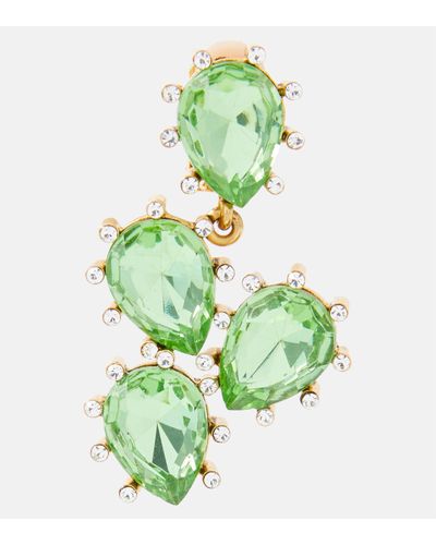 Oscar de la Renta Cactus Crystal-embellished Drop Earrings - Green