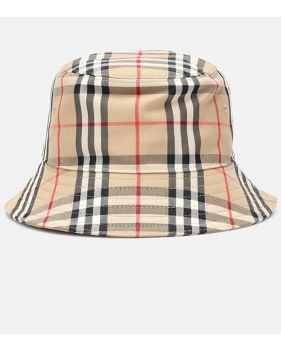 Burberry Vintage Check Cotton Bucket Hat - Natural