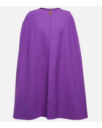 Oscar de la Renta Embellished Cape Minidress - Purple