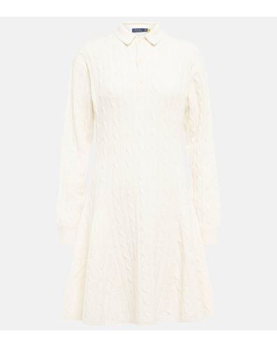 Polo Ralph Lauren Mini-robe En Laine Et Cachemire Mélangés À Mailles Torsadées - Neutre