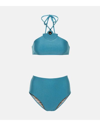Adriana Degreas Bikini Demi Pois a vita alta - Blu