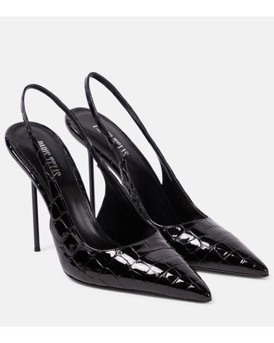 Paris Texas Lidia 105 Leather Slingback Court Shoes - Black