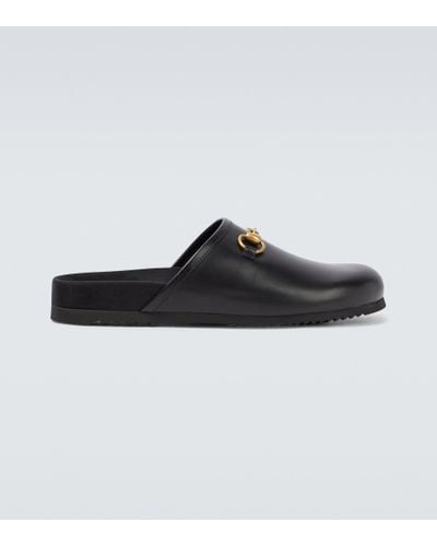 Gucci Horsebit Leather Slippers - Black