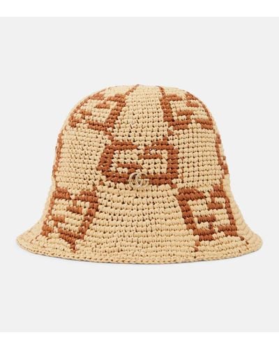 Gucci Sombrero de pescador GG de efecto rafia - Neutro
