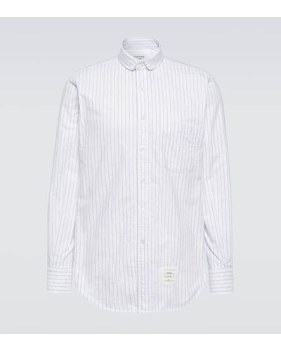 Thom Browne Camicia in cotone gessato - Bianco