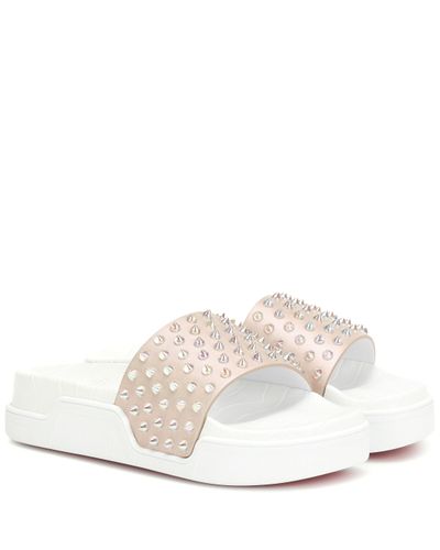 Christian Louboutin Pool Fun Embellished Leather Slides - Multicolor