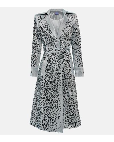 Miss Sohee Leopard-print Trench Coat - Gray