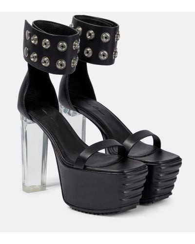 Rick Owens Minimal Grill Leather Platform Sandals - Black