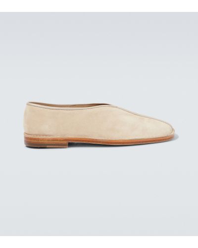 Lemaire Piped Suede Loafers - White