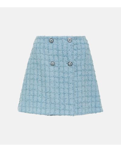 Versace Wool-blend Boucle Tweed Miniskirt - Blue