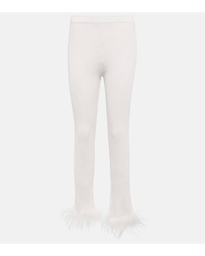 GIUSEPPE DI MORABITO Feather-trimmed Slim Trousers - White