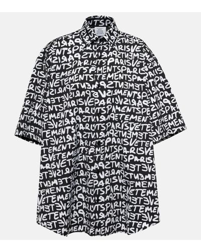 Vetements Printed Cotton Shirt - Black
