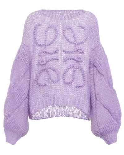 Loewe Anagram Mohair-blend Sweater - Purple