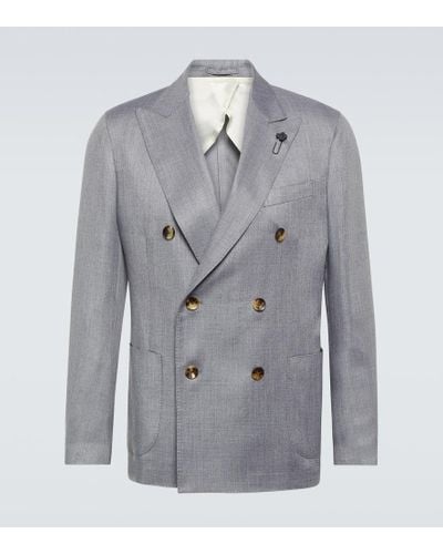 Lardini Cashmere And Silk-blend Blazer - Gray